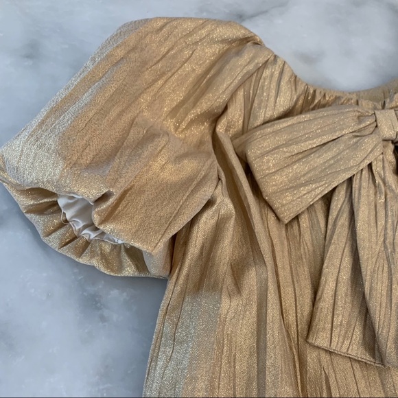 Gold Zara Blouse with Bow. Size 9 - Picture 7 of 10